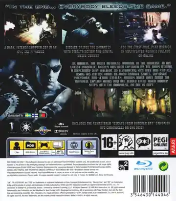 Chronicles of Riddick, The - Assault on Dark Athena (USA) (En,Fr,De,Es,It) (v1.02) (Disc) (Update) box cover back